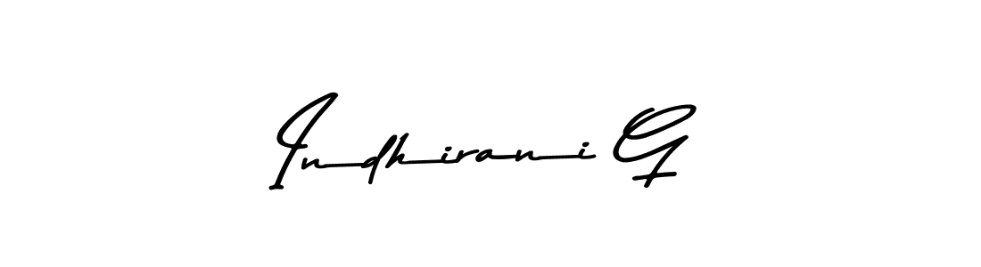 Make a beautiful signature design for name Indhirani G. With this signature (Asem Kandis PERSONAL USE) style, you can create a handwritten signature for free. Indhirani G signature style 9 images and pictures png