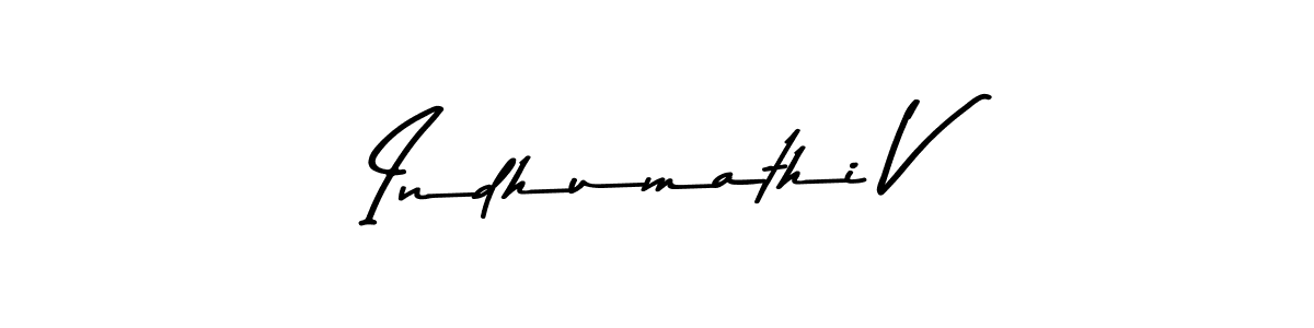 Create a beautiful signature design for name Indhumathi V. With this signature (Asem Kandis PERSONAL USE) fonts, you can make a handwritten signature for free. Indhumathi V signature style 9 images and pictures png