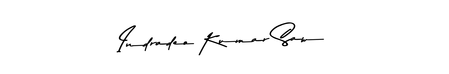 The best way (Asem Kandis PERSONAL USE) to make a short signature is to pick only two or three words in your name. The name Indradeo Kumar Saw include a total of six letters. For converting this name. Indradeo Kumar Saw signature style 9 images and pictures png