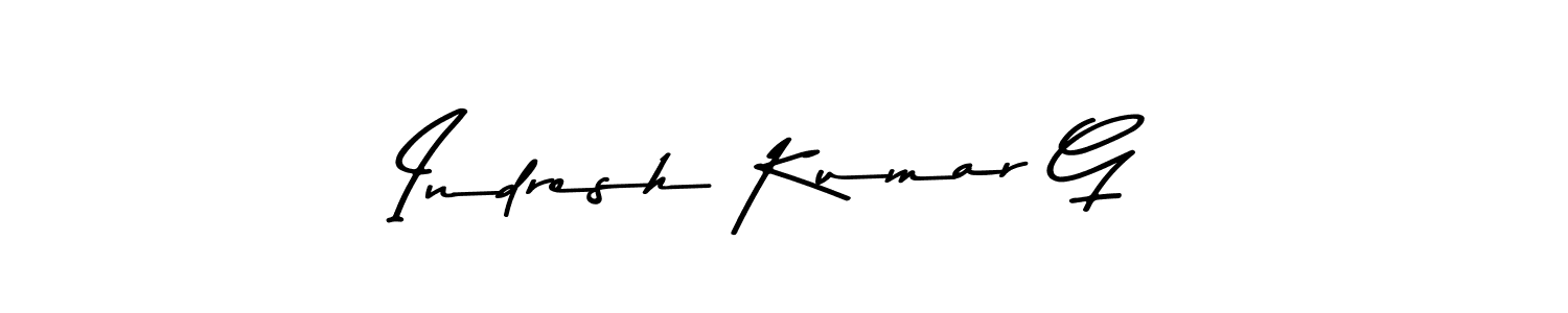 Create a beautiful signature design for name Indresh Kumar G. With this signature (Asem Kandis PERSONAL USE) fonts, you can make a handwritten signature for free. Indresh Kumar G signature style 9 images and pictures png