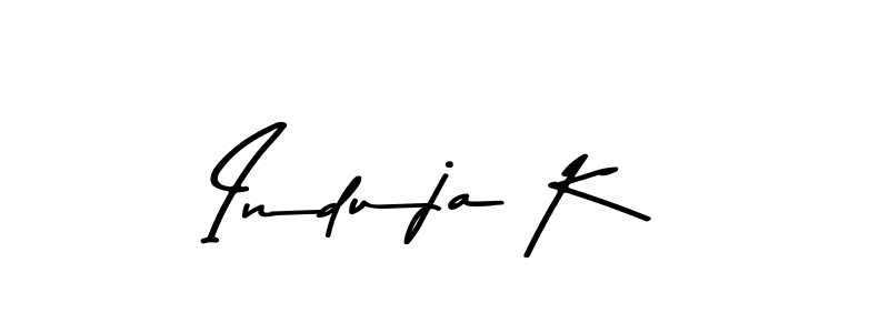 Make a beautiful signature design for name Induja K. With this signature (Asem Kandis PERSONAL USE) style, you can create a handwritten signature for free. Induja K signature style 9 images and pictures png