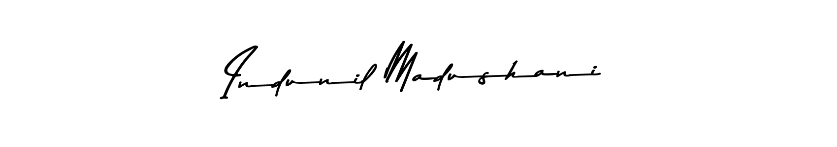 Create a beautiful signature design for name Indunil Madushani. With this signature (Asem Kandis PERSONAL USE) fonts, you can make a handwritten signature for free. Indunil Madushani signature style 9 images and pictures png
