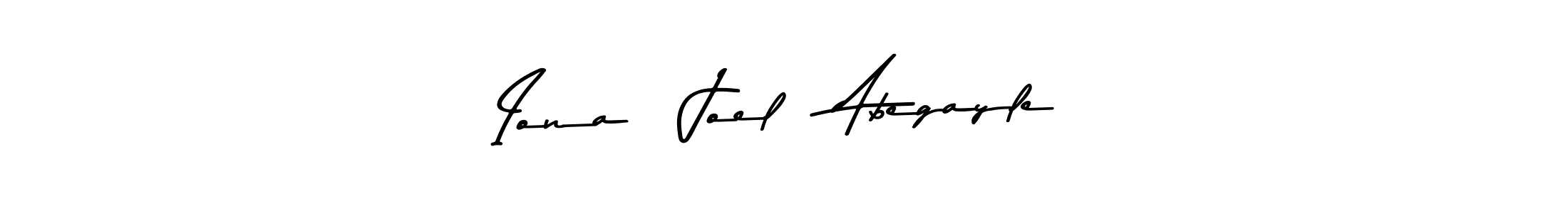 The best way (Asem Kandis PERSONAL USE) to make a short signature is to pick only two or three words in your name. The name Iona   Joel   Abegayle include a total of six letters. For converting this name. Iona   Joel   Abegayle signature style 9 images and pictures png