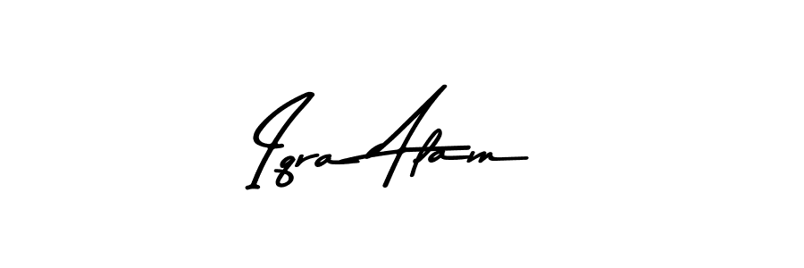 Make a beautiful signature design for name Iqra Alam. With this signature (Asem Kandis PERSONAL USE) style, you can create a handwritten signature for free. Iqra Alam signature style 9 images and pictures png