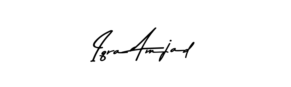 if you are searching for the best signature style for your name Iqra Amjad. so please give up your signature search. here we have designed multiple signature styles  using Asem Kandis PERSONAL USE. Iqra Amjad signature style 9 images and pictures png