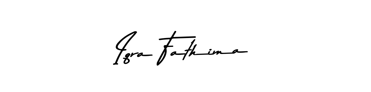 Make a beautiful signature design for name Iqra Fathima. With this signature (Asem Kandis PERSONAL USE) style, you can create a handwritten signature for free. Iqra Fathima signature style 9 images and pictures png