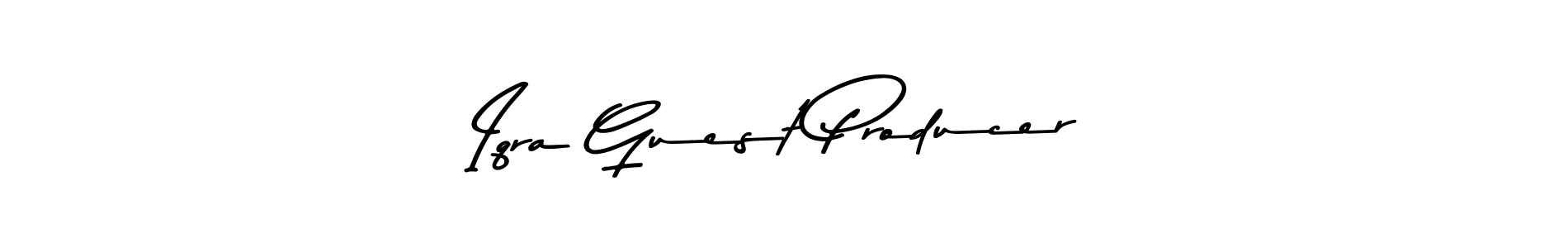 Create a beautiful signature design for name Iqra Guest Producer. With this signature (Asem Kandis PERSONAL USE) fonts, you can make a handwritten signature for free. Iqra Guest Producer signature style 9 images and pictures png