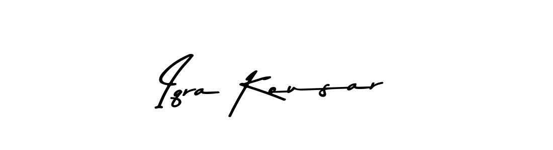 Create a beautiful signature design for name Iqra Kousar. With this signature (Asem Kandis PERSONAL USE) fonts, you can make a handwritten signature for free. Iqra Kousar signature style 9 images and pictures png