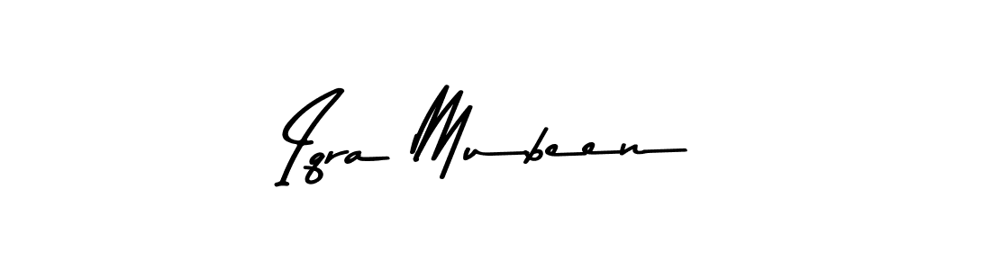 How to make Iqra Mubeen name signature. Use Asem Kandis PERSONAL USE style for creating short signs online. This is the latest handwritten sign. Iqra Mubeen signature style 9 images and pictures png