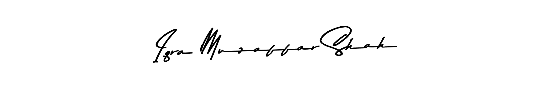 Create a beautiful signature design for name Iqra Muzaffar Shah. With this signature (Asem Kandis PERSONAL USE) fonts, you can make a handwritten signature for free. Iqra Muzaffar Shah signature style 9 images and pictures png