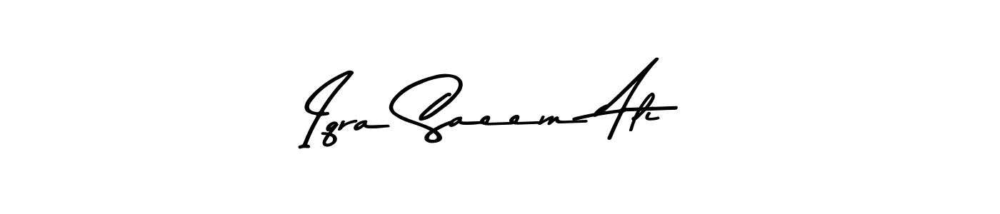 Create a beautiful signature design for name Iqra Saeem Ali. With this signature (Asem Kandis PERSONAL USE) fonts, you can make a handwritten signature for free. Iqra Saeem Ali signature style 9 images and pictures png