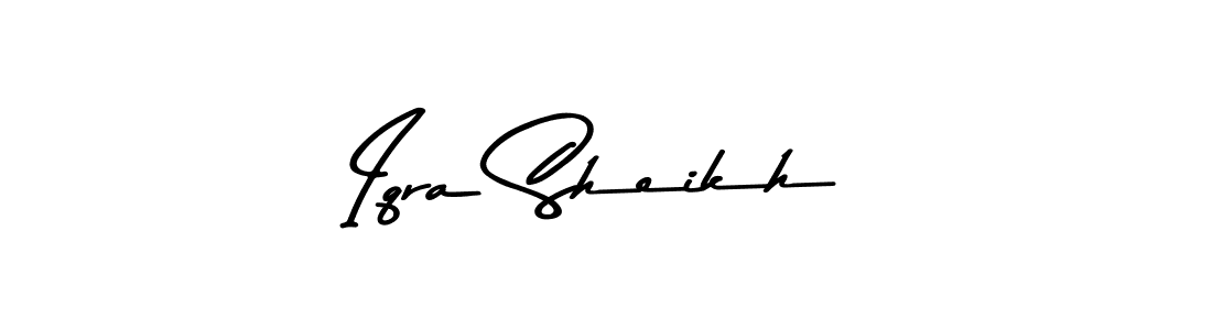 How to make Iqra Sheikh name signature. Use Asem Kandis PERSONAL USE style for creating short signs online. This is the latest handwritten sign. Iqra Sheikh signature style 9 images and pictures png
