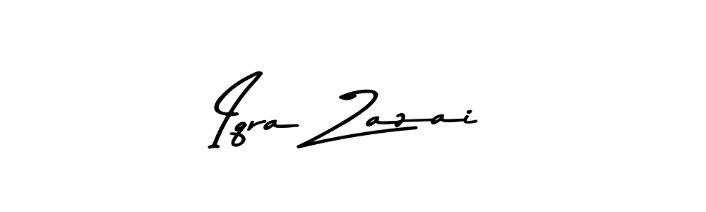 Make a beautiful signature design for name Iqra Zazai. With this signature (Asem Kandis PERSONAL USE) style, you can create a handwritten signature for free. Iqra Zazai signature style 9 images and pictures png