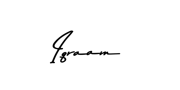 Create a beautiful signature design for name Iqraam. With this signature (Asem Kandis PERSONAL USE) fonts, you can make a handwritten signature for free. Iqraam signature style 9 images and pictures png