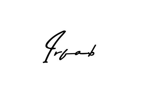 Make a beautiful signature design for name Irfab. With this signature (Asem Kandis PERSONAL USE) style, you can create a handwritten signature for free. Irfab signature style 9 images and pictures png