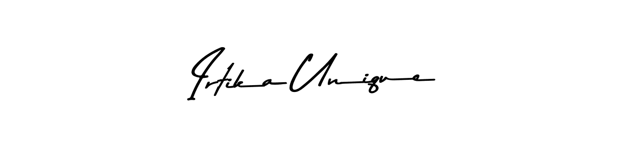 How to make Irtika Unique name signature. Use Asem Kandis PERSONAL USE style for creating short signs online. This is the latest handwritten sign. Irtika Unique signature style 9 images and pictures png