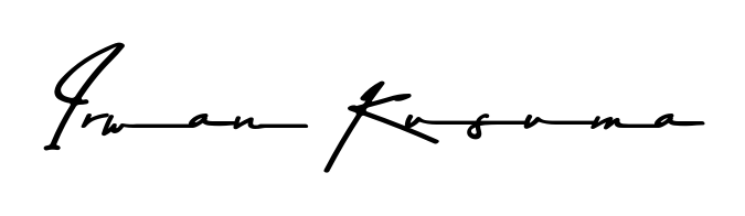 A stylish, flowing autograph style designed for name Irwan Kusuma using Asem Kandis PERSONAL USE typography. Perfect for digital creative projects. Irwan Kusuma signature style 9 images and pictures png