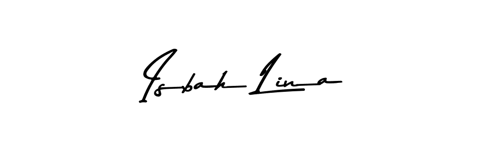 Make a beautiful signature design for name Isbah Lina. With this signature (Asem Kandis PERSONAL USE) style, you can create a handwritten signature for free. Isbah Lina signature style 9 images and pictures png