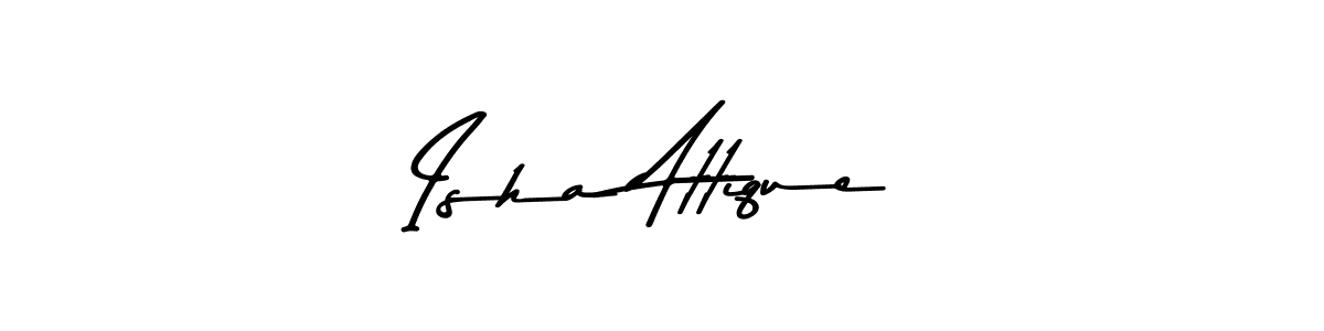 Make a beautiful signature design for name Isha Attique. With this signature (Asem Kandis PERSONAL USE) style, you can create a handwritten signature for free. Isha Attique signature style 9 images and pictures png