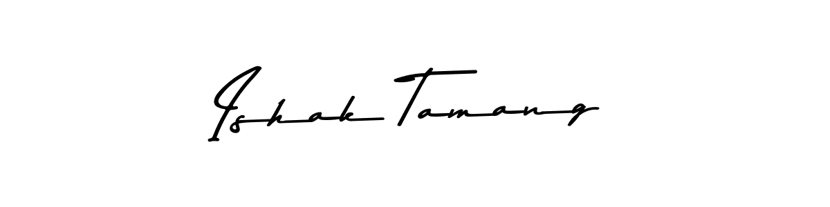 Make a beautiful signature design for name Ishak Tamang. With this signature (Asem Kandis PERSONAL USE) style, you can create a handwritten signature for free. Ishak Tamang signature style 9 images and pictures png