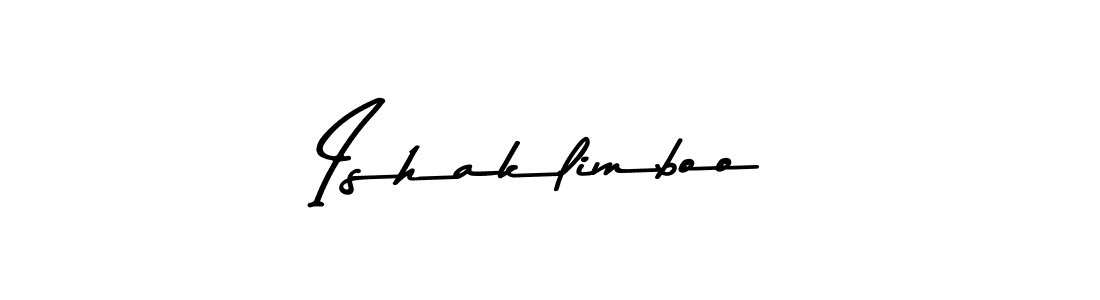 How to make Ishaklimboo name signature. Use Asem Kandis PERSONAL USE style for creating short signs online. This is the latest handwritten sign. Ishaklimboo signature style 9 images and pictures png