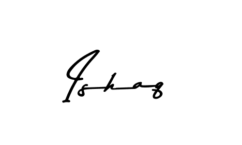 How to make Ishaq name signature. Use Asem Kandis PERSONAL USE style for creating short signs online. This is the latest handwritten sign. Ishaq signature style 9 images and pictures png