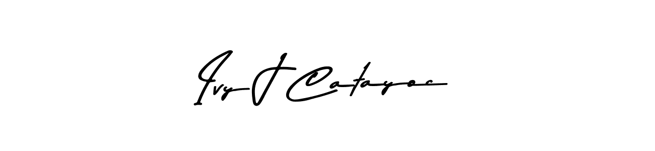 How to make Ivy J Catayoc name signature. Use Asem Kandis PERSONAL USE style for creating short signs online. This is the latest handwritten sign. Ivy J Catayoc signature style 9 images and pictures png