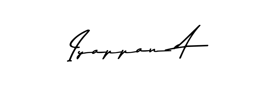How to make Iyappan A name signature. Use Asem Kandis PERSONAL USE style for creating short signs online. This is the latest handwritten sign. Iyappan A signature style 9 images and pictures png