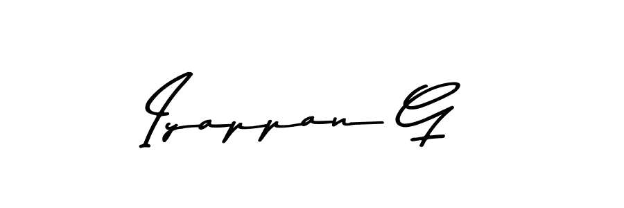 Make a beautiful signature design for name Iyappan G. With this signature (Asem Kandis PERSONAL USE) style, you can create a handwritten signature for free. Iyappan G signature style 9 images and pictures png