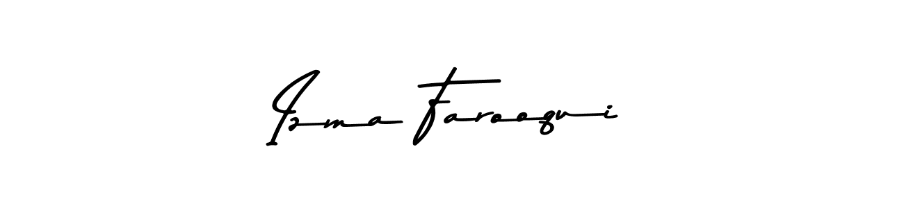 How to make Izma Farooqui name signature. Use Asem Kandis PERSONAL USE style for creating short signs online. This is the latest handwritten sign. Izma Farooqui signature style 9 images and pictures png