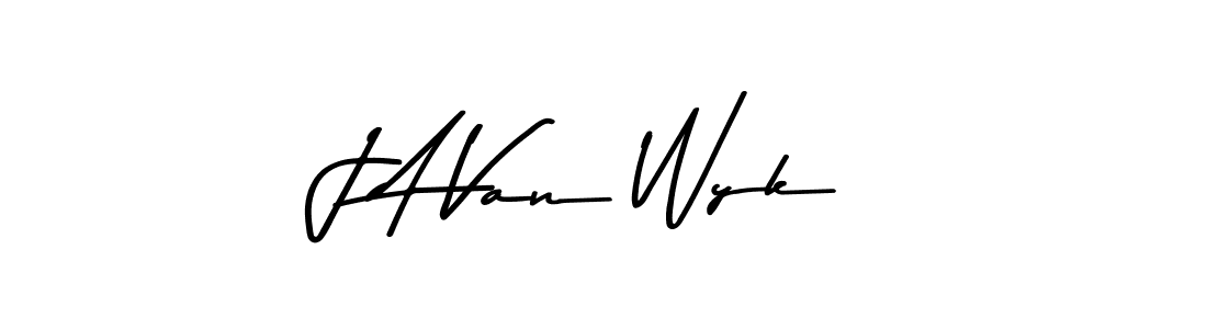 How to make J A Van Wyk name signature. Use Asem Kandis PERSONAL USE style for creating short signs online. This is the latest handwritten sign. J A Van Wyk signature style 9 images and pictures png