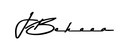 The Asem Kandis PERSONAL USE font transforms the name J Beheea into an executive sign with sharp precision and distinguished character. J Beheea signature style 9 images and pictures png