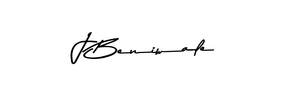 How to make J Beniwale name signature. Use Asem Kandis PERSONAL USE style for creating short signs online. This is the latest handwritten sign. J Beniwale signature style 9 images and pictures png