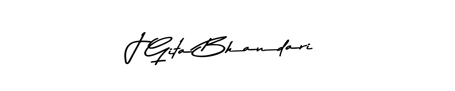 Create a beautiful signature design for name J Gita Bhandari. With this signature (Asem Kandis PERSONAL USE) fonts, you can make a handwritten signature for free. J Gita Bhandari signature style 9 images and pictures png