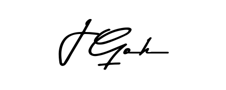 A modern signature idea for name J Goh using Asem Kandis PERSONAL USE font. Clean strokes and elegant curves make it stand out instantly. J Goh signature style 9 images and pictures png