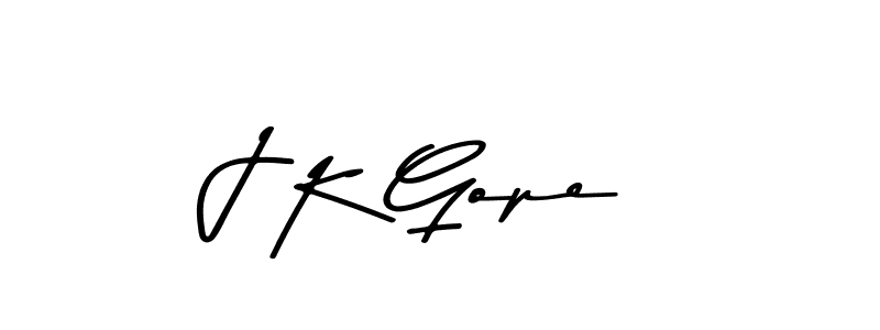 Create a beautiful signature design for name J K Gope. With this signature (Asem Kandis PERSONAL USE) fonts, you can make a handwritten signature for free. J K Gope signature style 9 images and pictures png