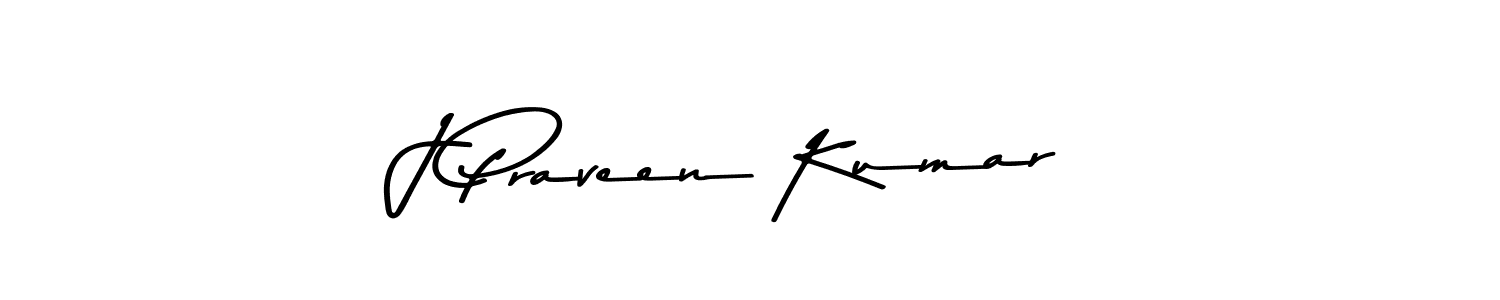 Create a beautiful signature design for name J Praveen Kumar. With this signature (Asem Kandis PERSONAL USE) fonts, you can make a handwritten signature for free. J Praveen Kumar signature style 9 images and pictures png