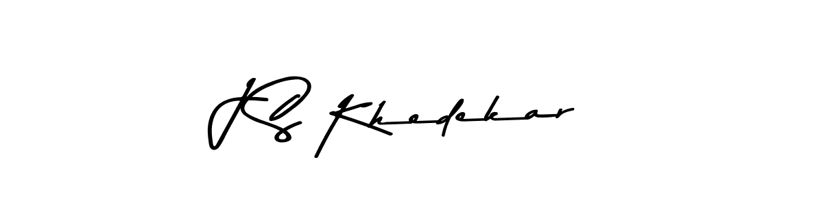 How to make J S Khedekar name signature. Use Asem Kandis PERSONAL USE style for creating short signs online. This is the latest handwritten sign. J S Khedekar signature style 9 images and pictures png