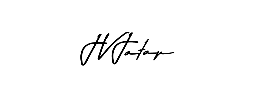 How to make J V Jatap name signature. Use Asem Kandis PERSONAL USE style for creating short signs online. This is the latest handwritten sign. J V Jatap signature style 9 images and pictures png