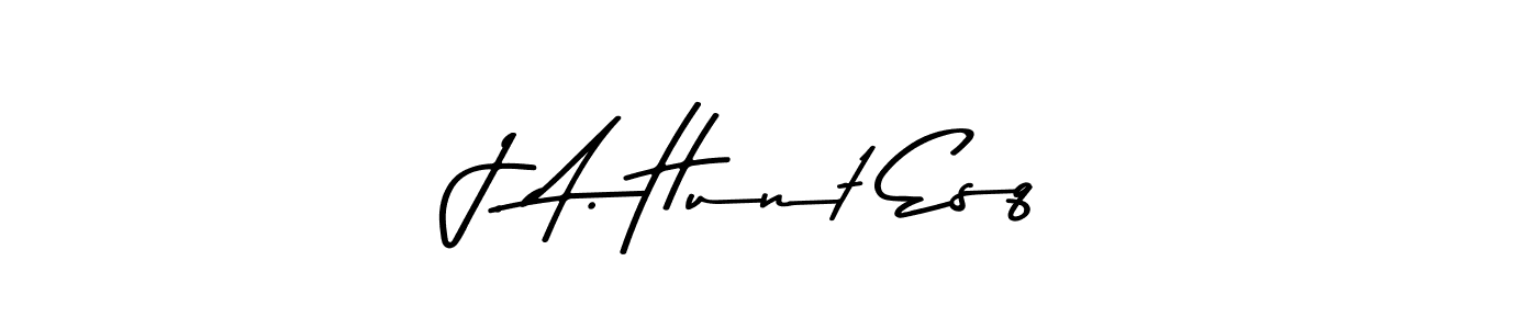 How to make J. A. Hunt Esq name signature. Use Asem Kandis PERSONAL USE style for creating short signs online. This is the latest handwritten sign. J. A. Hunt Esq signature style 9 images and pictures png