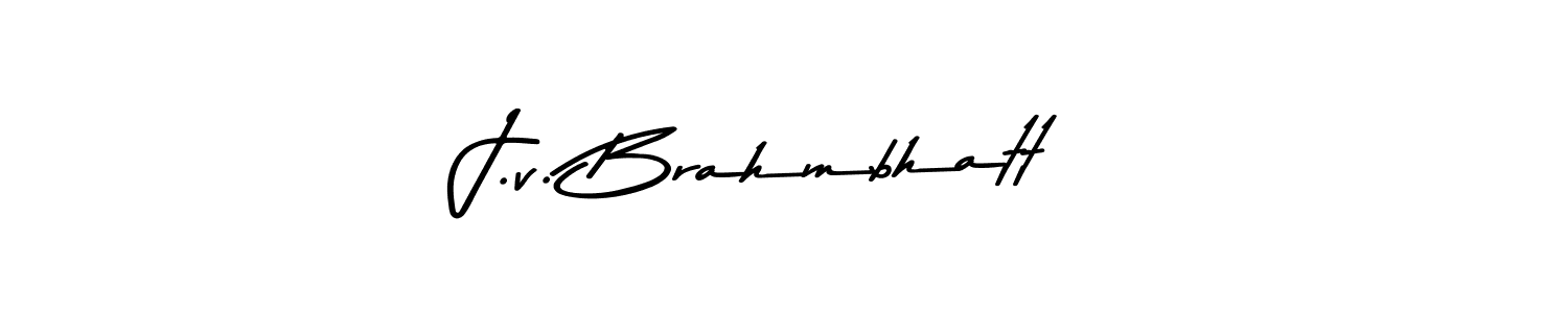 Create a beautiful signature design for name J.v. Brahmbhatt. With this signature (Asem Kandis PERSONAL USE) fonts, you can make a handwritten signature for free. J.v. Brahmbhatt signature style 9 images and pictures png