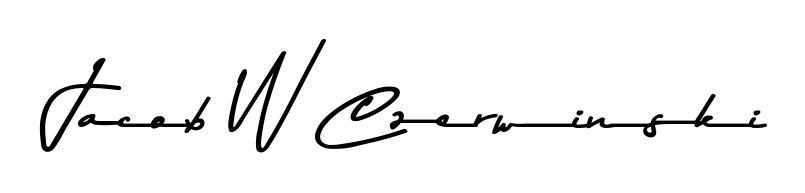 Express your personality with a custom Jacob W Czerwinski signature crafted with Asem Kandis PERSONAL USE typography. Free transparent PNG download available. Jacob W Czerwinski signature style 9 images and pictures png