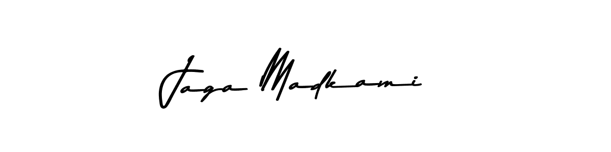 Create a beautiful signature design for name Jaga Madkami. With this signature (Asem Kandis PERSONAL USE) fonts, you can make a handwritten signature for free. Jaga Madkami signature style 9 images and pictures png