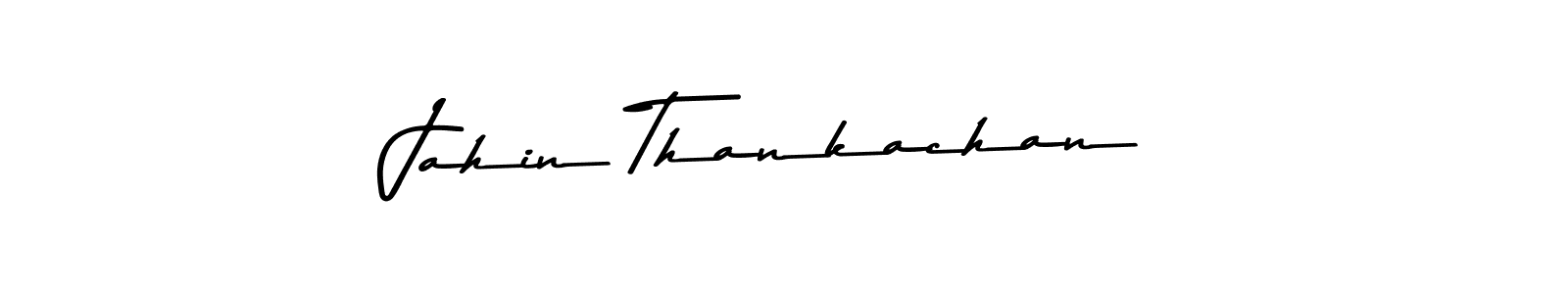 How to make Jahin Thankachan name signature. Use Asem Kandis PERSONAL USE style for creating short signs online. This is the latest handwritten sign. Jahin Thankachan signature style 9 images and pictures png
