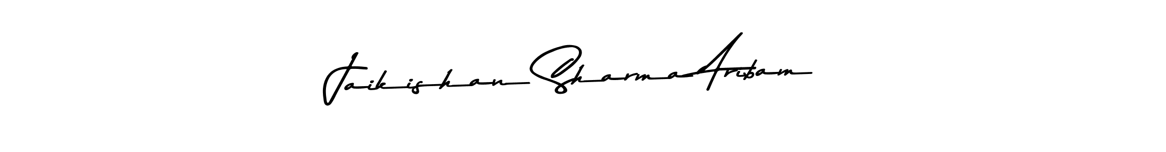 How to make Jaikishan Sharma Aribam name signature. Use Asem Kandis PERSONAL USE style for creating short signs online. This is the latest handwritten sign. Jaikishan Sharma Aribam signature style 9 images and pictures png