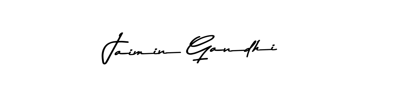How to make Jaimin Gandhi name signature. Use Asem Kandis PERSONAL USE style for creating short signs online. This is the latest handwritten sign. Jaimin Gandhi signature style 9 images and pictures png