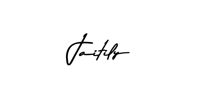 How to make Jaitily name signature. Use Asem Kandis PERSONAL USE style for creating short signs online. This is the latest handwritten sign. Jaitily signature style 9 images and pictures png