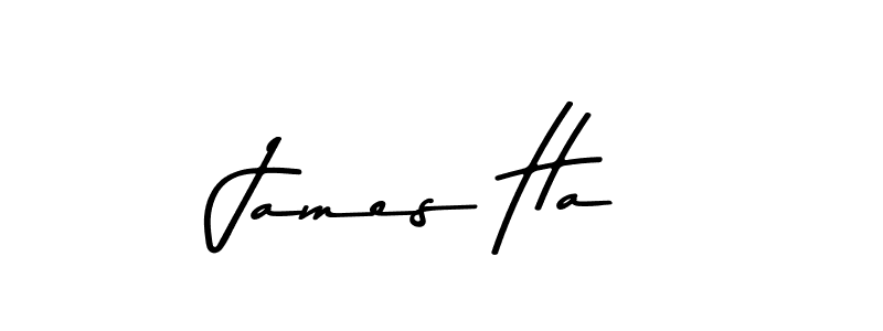 How to make James Ha name signature. Use Asem Kandis PERSONAL USE style for creating short signs online. This is the latest handwritten sign. James Ha signature style 9 images and pictures png