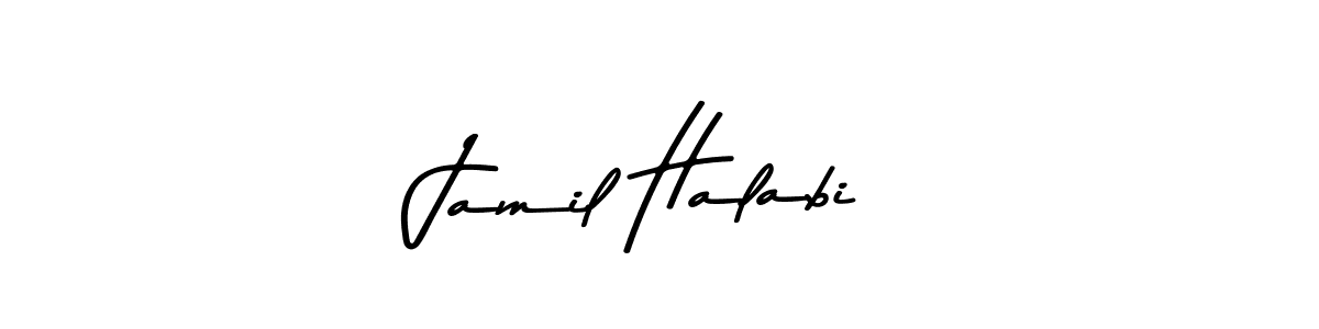 Create a beautiful signature design for name Jamil Halabi. With this signature (Asem Kandis PERSONAL USE) fonts, you can make a handwritten signature for free. Jamil Halabi signature style 9 images and pictures png