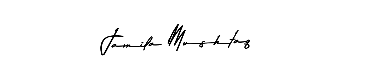 How to make Jamila Mushtaq name signature. Use Asem Kandis PERSONAL USE style for creating short signs online. This is the latest handwritten sign. Jamila Mushtaq signature style 9 images and pictures png